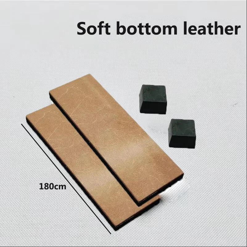 Handmade Wooden Handle Leather Sharpening Strop – Double-Sided Razor Knife Polishing & Home Sharpening Tool