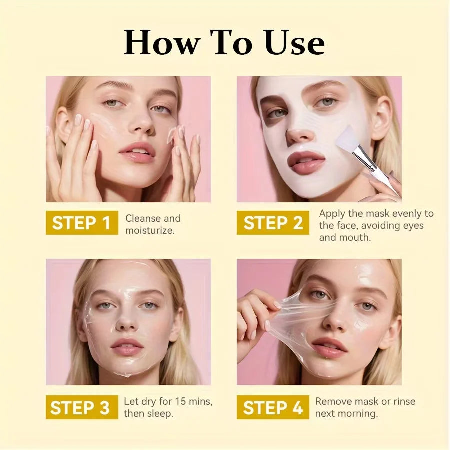 Kojic Acid Turmeric Overnight Peel-Off Mask - 100ml Hydrolyzed Collagen Brightening & Skin-Firming Korean Facial Treatment