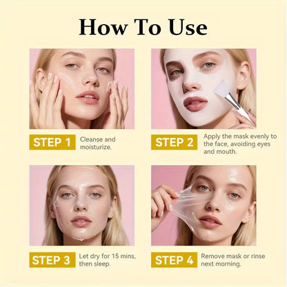Kojic Acid Turmeric Overnight Peel-Off Mask - 100ml Hydrolyzed Collagen Brightening & Skin-Firming Korean Facial Treatment