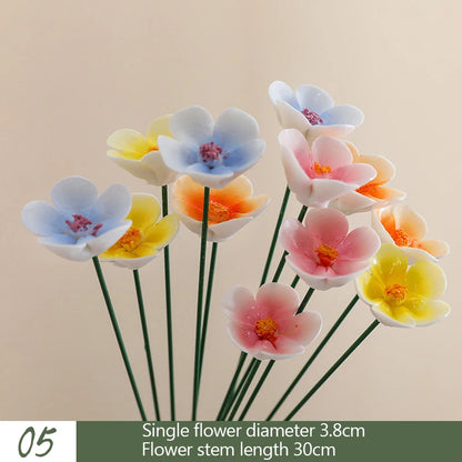 5PCS Handmade Ceramic Flowers – High-Temperature Simulation Eternal Life Flower Decorations, Creative Home & Gift Decor