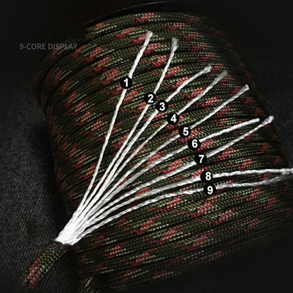 550 Military-Grade 9-Core Paracord Rope - 4mm Outdoor Survival Cord for Camping, Tents & Utility