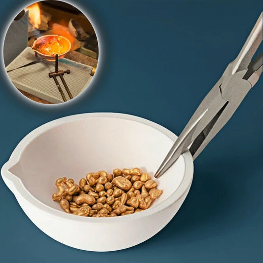 High Temperature Quartz Crucible Bowl 100g–5000g – Furnace Melting & Casting Tool for Gold & Silver Jewelry Refining