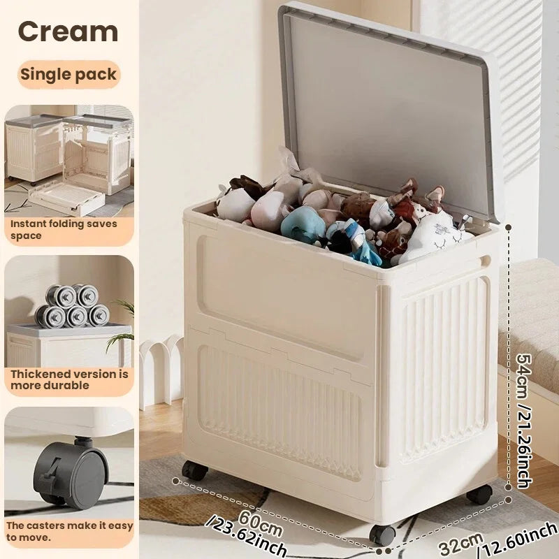 Foldable Storage Box with Wheels - Dust-Proof Large Capacity Organizer for Clothes & Quilts