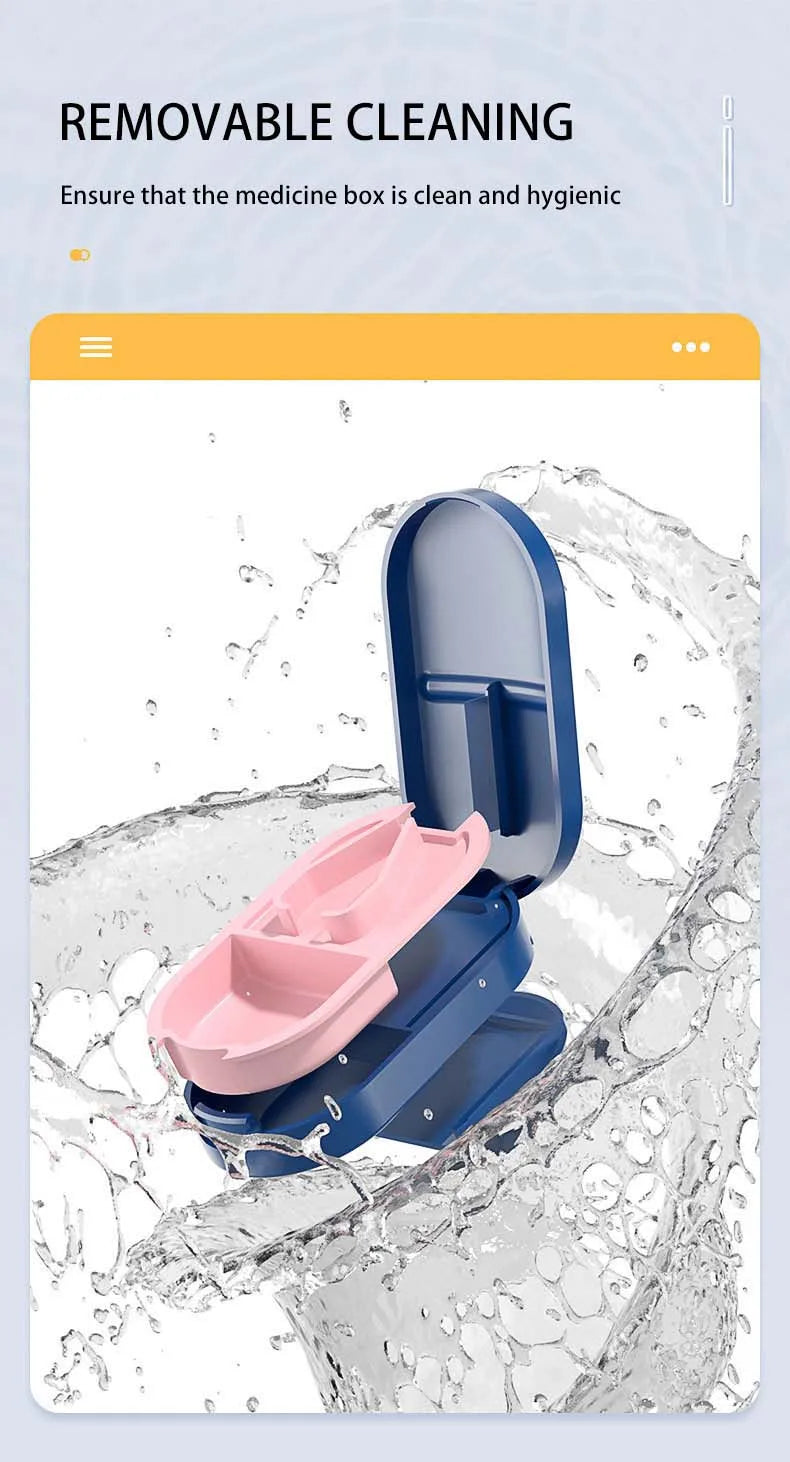 2-in-1 Pill Cutter with Invisible Storage Box – Portable Mini Tablet & Medicine Crusher, Dustproof Divider Organizer