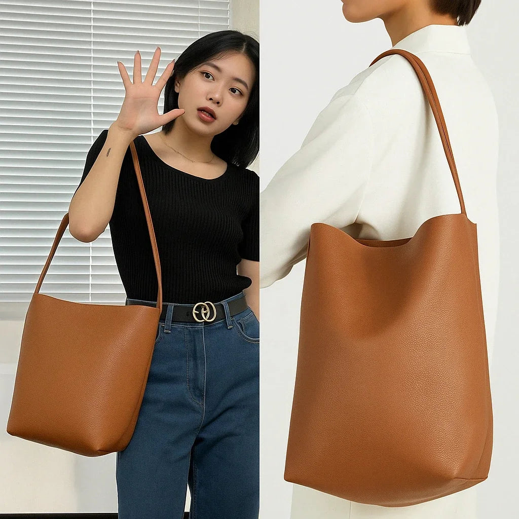 Women’s Simple Tote Bag — Fashion Satchel Sling Shoulder Bag, Large-Capacity Bucket Handbag for Shopping & Outdoor Use