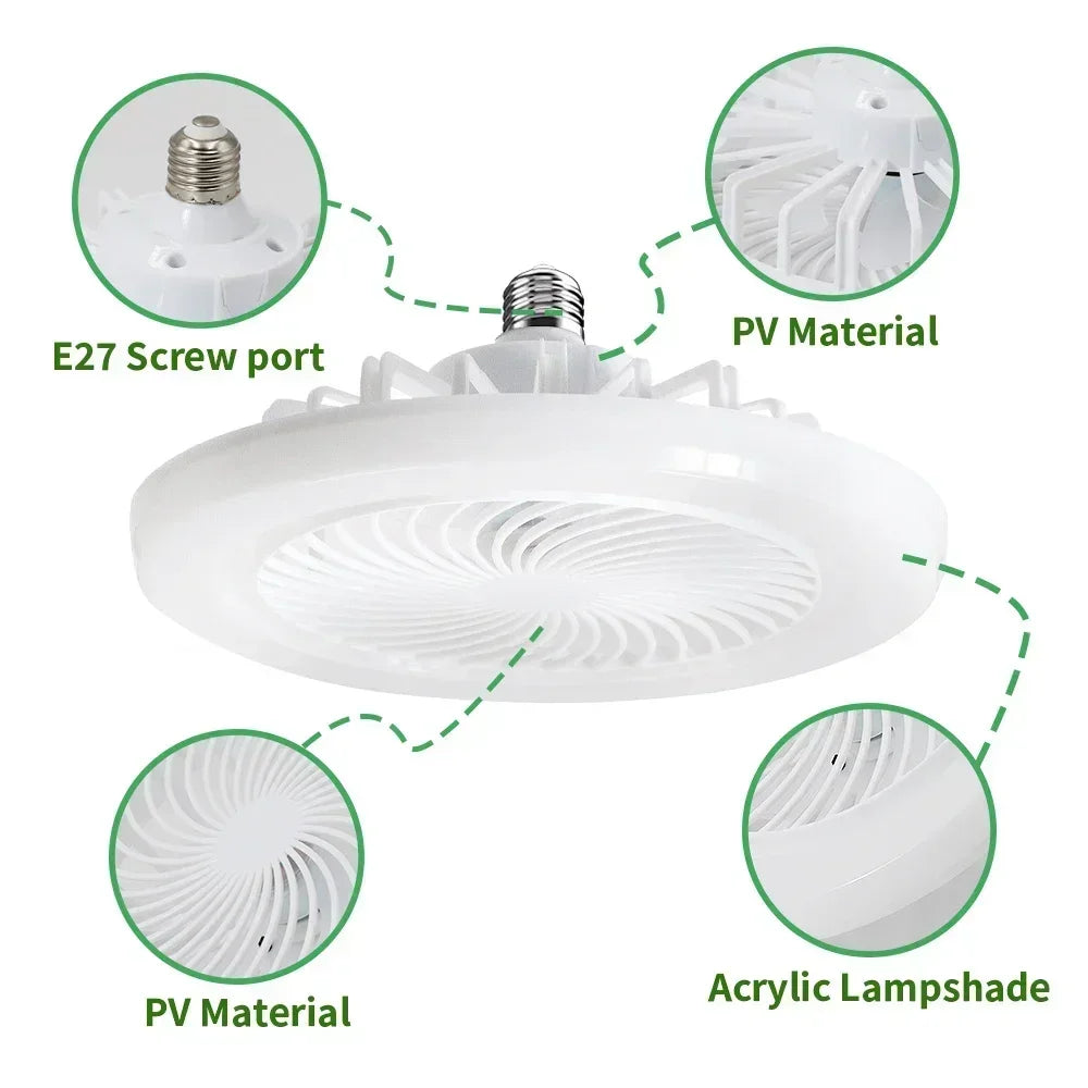 Upgrade Your Living Space with the Smart Remote Control Ceiling Fan - LED Lighting and E27 Converter Base Included for Ultimate Convenience