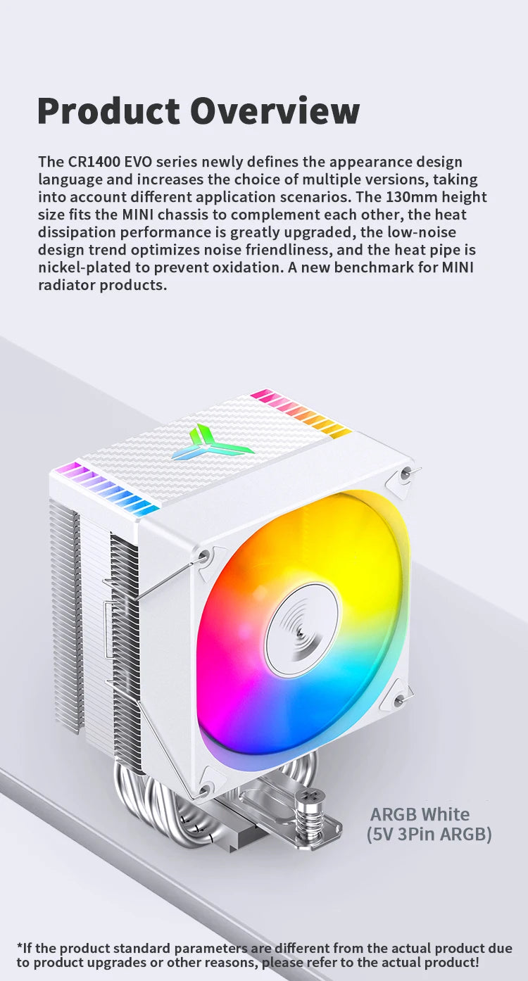 JONSBO CR1400 EVO ARGB CPU Cooler — 4 Heat Pipe PWM Air Cooler for Intel LGA1700/1200/115X & AMD AM4/AM5