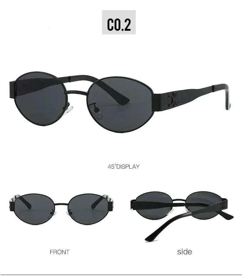 Luxury Metal Brand Sunglasses for Men & Women – Unisex Designer Oval Fashion Eyewear UV400 Shades