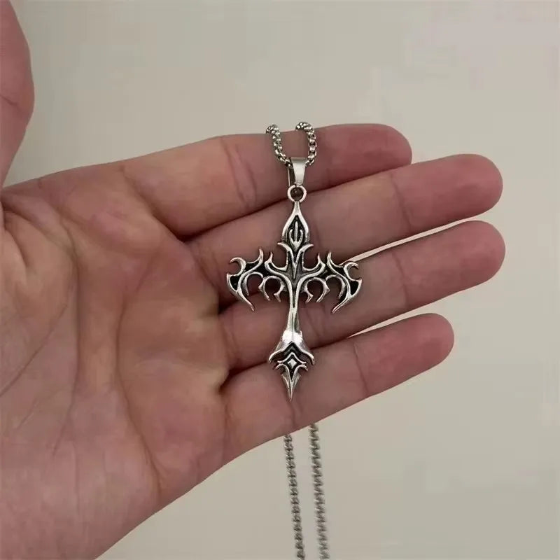 European & American Retro Gothic Cross Necklace – Unisex Hip-Hop Fashion Pendant for Men & Women, Street Style Trendsetter Jewelry Accessory