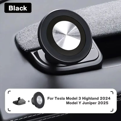 Magnetic Tesla Phone Holder – 360° Rotatable Car Mount for Model 3 Highland and Model Y Juniper