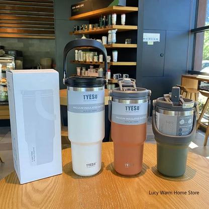 Tyeso Stainless Steel Coffee Cup Thermos – Double Layer Insulated Travel Mug Vacuum Flask for Hot & Cold Drinks, Car Water Bottle