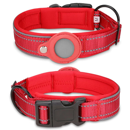 Reflective Padded AirTag Dog Collar – Integrated AirTag Holder for Small, Medium & Large Dogs