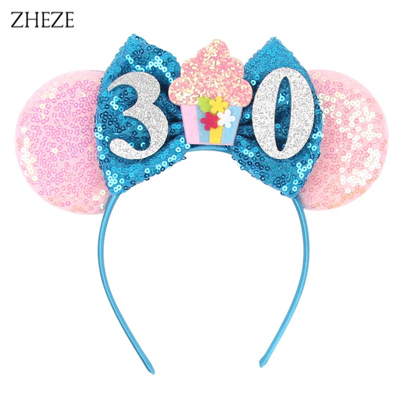 Disney Cartoon Mouse Ears Headband - Sequin Bow Hair Accessory for Girls, Birthday Parties & Cosplay
