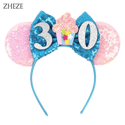 Disney Cartoon Mouse Ears Headband - Sequin Bow Hair Accessory for Girls, Birthday Parties & Cosplay
