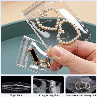 10–100PCS PVC Self-Sealing Zip Lock Bags — Thick Transparent Reclosable Pouches for Jewelry & Gift Storage