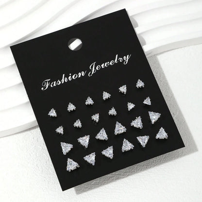 12 Pairs Luxurious Zirconia Earrings Set – Shiny Elegant Simple Stud Jewelry Gift for Parties, Couples & Daily Wear