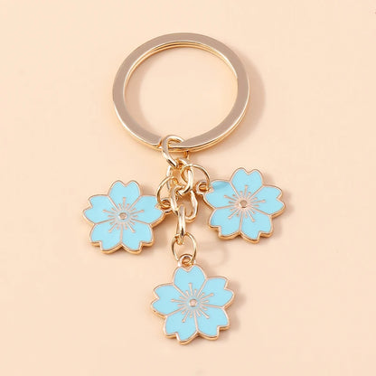 Sakura Flower Enamel Keychain - Colorful Cute Key Ring Handbag Accessory Gift for Women & Girls