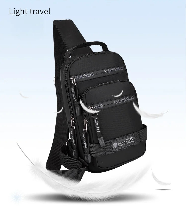 Men’s Chest Bag – Large Capacity Lightweight Nylon Crossbody Shoulder Backpack for Travel, Korean Style