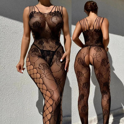 Erotic White Crotchless Bodystocking – Sexy Sleeveless Lingerie Bodysuit Nightwear for Women