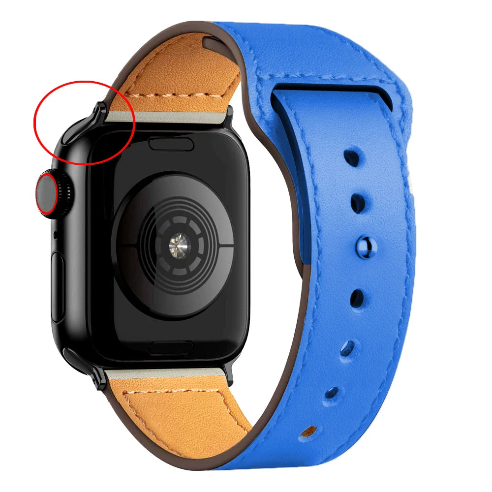 Leather Band for Apple Watch Ultra 2 – Compatible 49mm/45mm/44mm/41mm/40mm/38mm, Wrist Bracelet Strap for iWatch Series 3–9, SE, 4, 5, 6, 7, 8 & 9