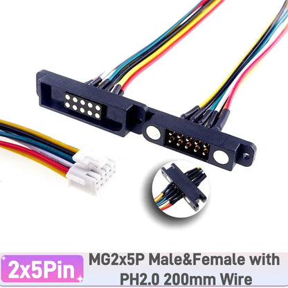 Magnetic Pogo Pin Connector - 2A Spring Loaded Male Female 2.54mm DC Power Socket, 8/10/12/14/16/20 Position Contacts, 1/3/5 Pairs