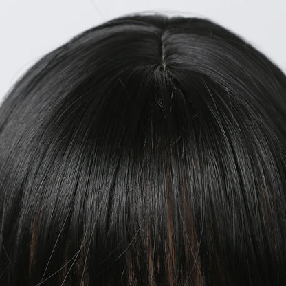 EASIHAIR Long Silky Straight Synthetic Wigs with Bangs: Black Cosplay Party Lolita Hair Wigs for Women - Natural Heat Resistant Wig