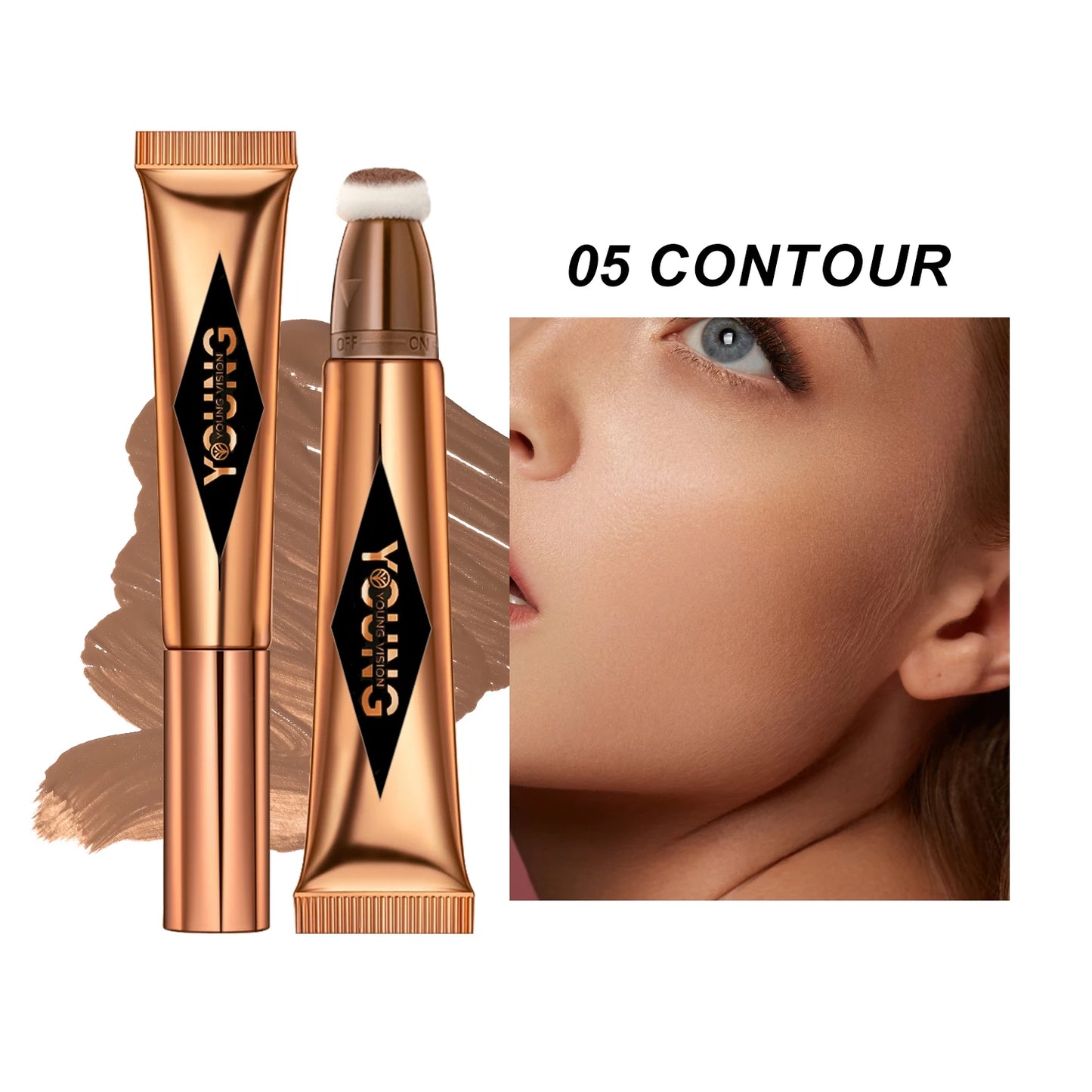 YOUNG VISION Air Cushion Powder Blusher - High Gloss Stick Rouge Makeup Liquid, 6 Color Options