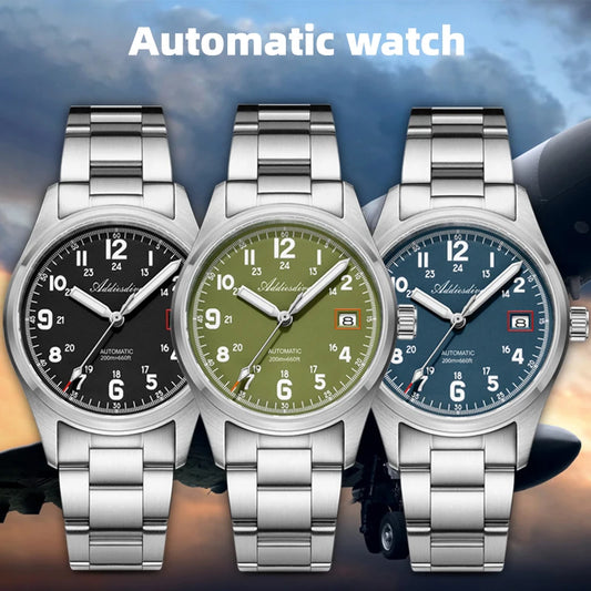 ADDIESDIVE AD2070 Men’s Automatic Mechanical Watch – Sapphire Crystal, 20Bar Waterproof, Super Luminous Stainless Steel