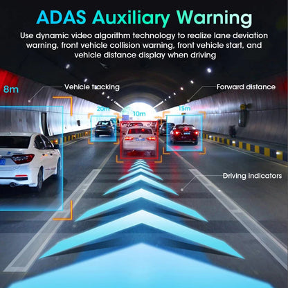 11.26” 4K ADAS Dash Cam Display – Wireless Android Auto & CarPlay Screen DVR with Dual Recording, Night Vision & FM Car System