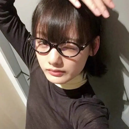 Y2K Retro Oval Frame Glasses for Women - Sweet & Cool Eyewear, Anti-Blue Light Reading & Computer Glasses