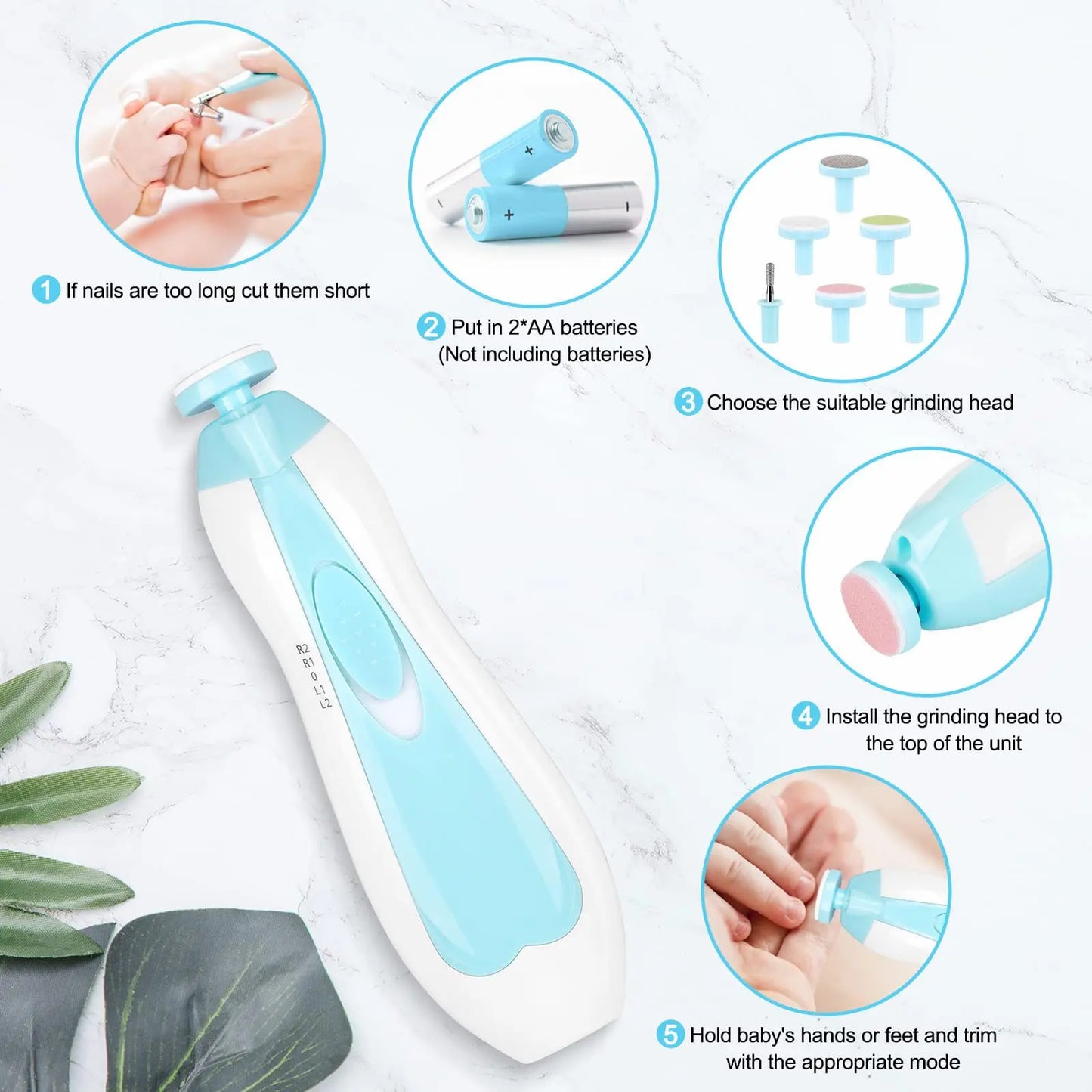 Baby Electric Nail Trimmer - Multifunctional Fingernail Cutter and Polisher Tool for Infant Manicure Care
