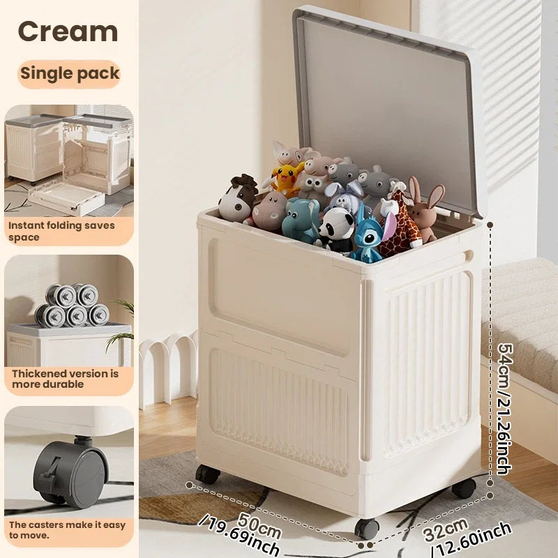 Foldable Storage Box with Wheels - Dust-Proof Large Capacity Organizer for Clothes & Quilts