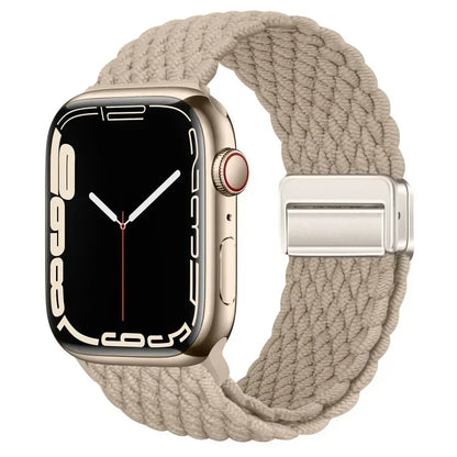 Nylon Braided Loop Apple Watch Band – Magnetic Metal Bracelet Strap for Ultra 2, Series 3–9 & SE (40mm–49mm) Adjustable Wristband