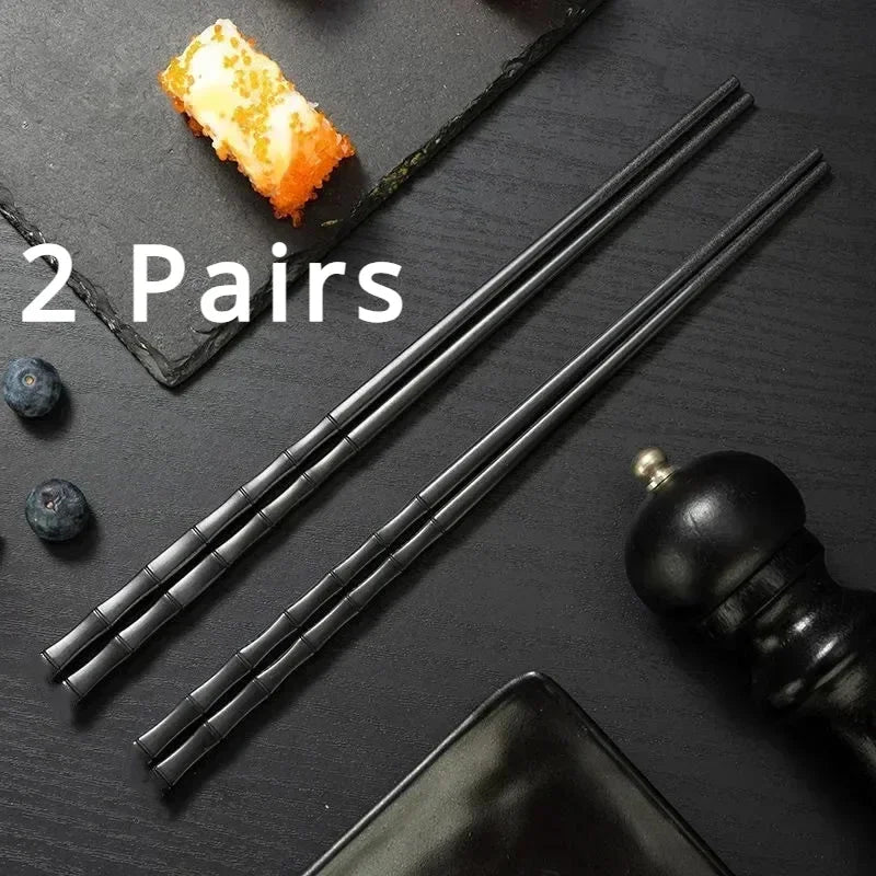 Reusable Black Alloy Chinese Chopsticks – Food Grade, Safe Bamboo, High-Temperature Sterilizable Sushi Sticks