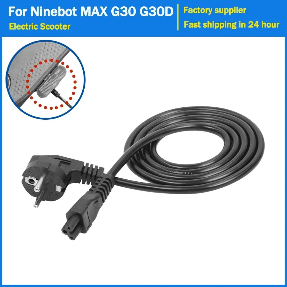 Ninebot MAX G30/G30D/G30LP/G30LE/G65/G2 Scooter Charging Cable - US, UK & EU Plug Battery Power Cord