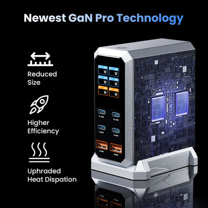 240W GaN Charging Station - 6-in-1 140W PD3.1 PPS USB-C Fast Charger with Digital Display