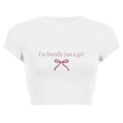 Harajuku Y2K Women’s White Crop Top – Casual Short Loose Summer Tee