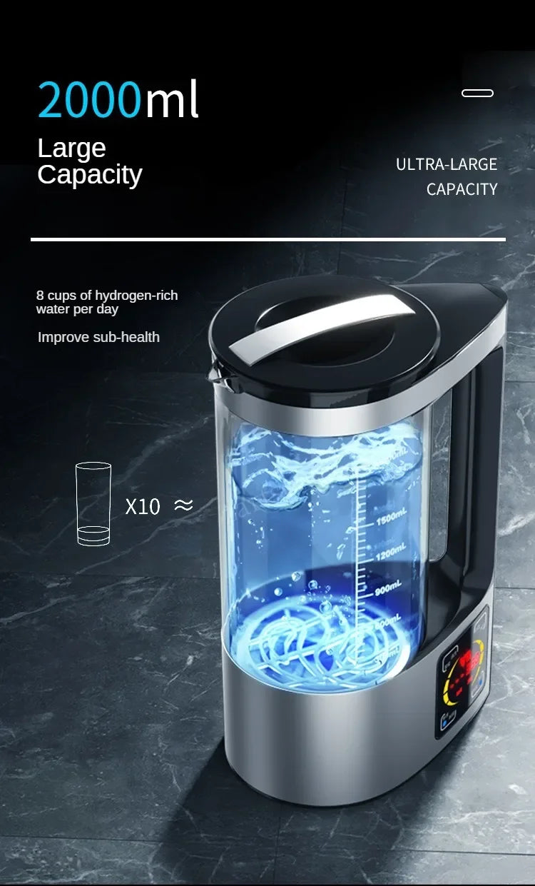 2L Electric Hydrogen Rich Water Kettle - 100-240V Water Ionizer & Filter for Hydrogen Water Generation