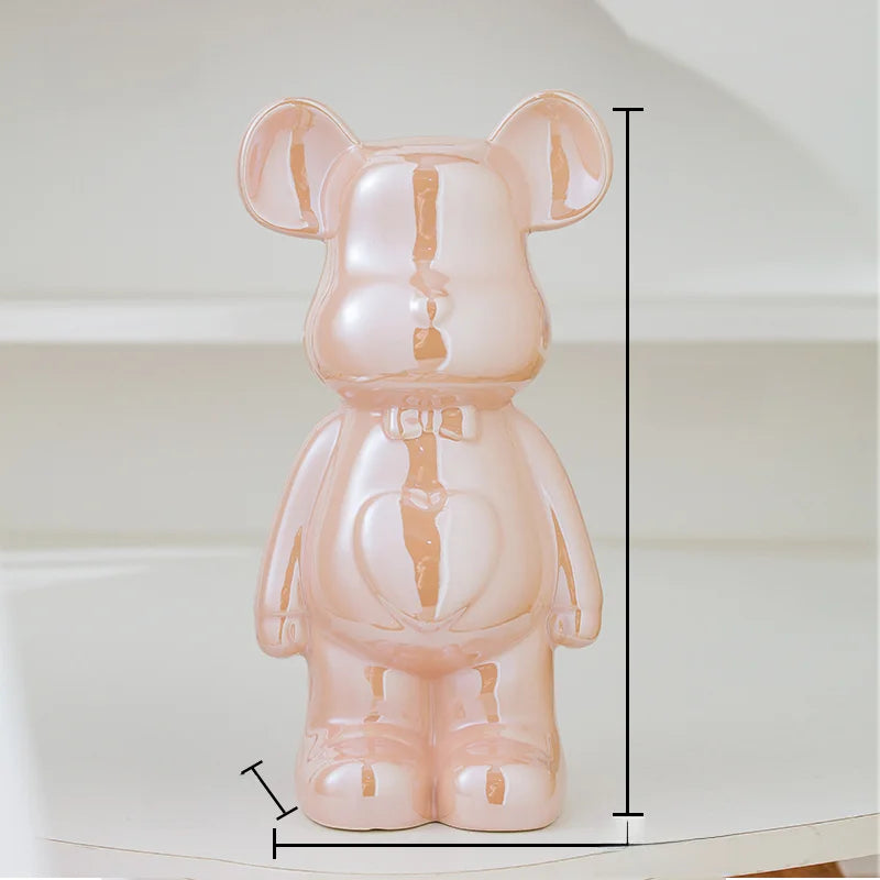 Aesthetic Ceramic Teddy Bear Statue – 17/27cm Bear Figurine Home Decor Ornament