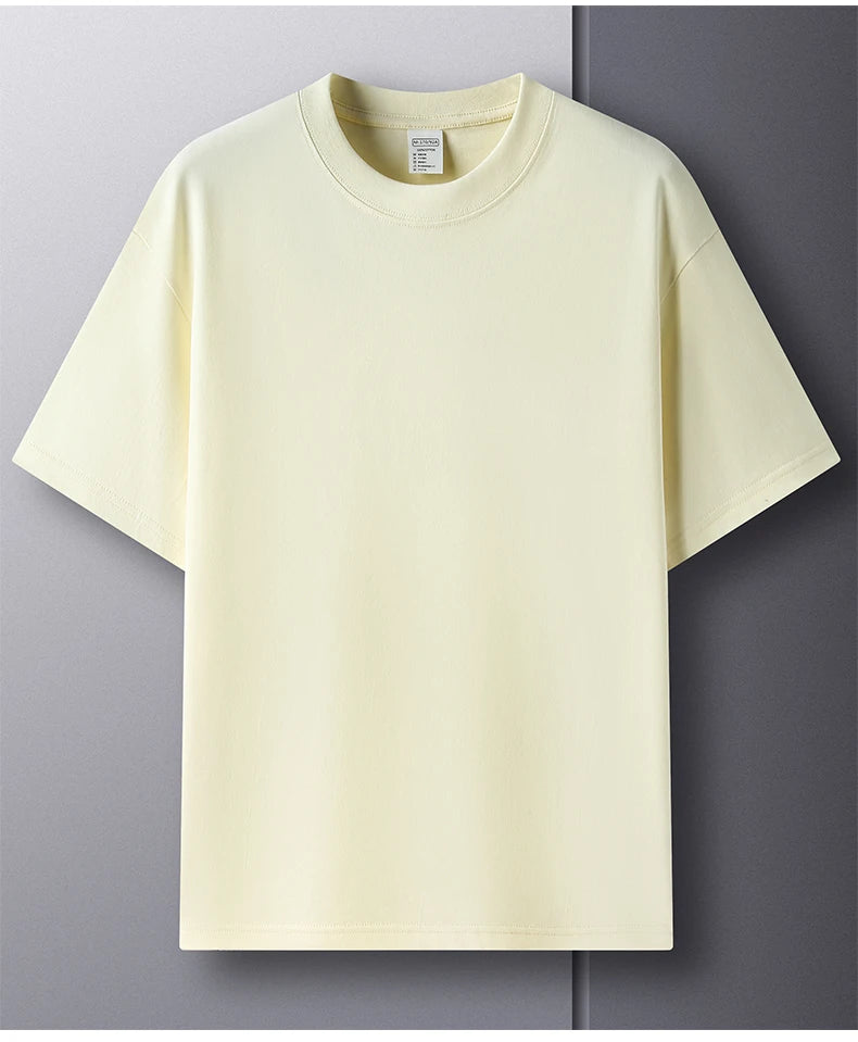 100% Pure Cotton Men’s Summer T-Shirt – High-End Short Sleeve Round Neck Breathable Fashion Top