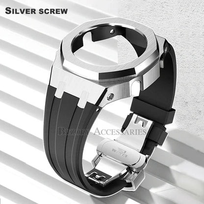 GEN4 Casioak GA2100 Mod Kit – Stainless Steel Case, Bezel, and Rubber Strap Replacement for G-SHOCK GA2100/GA2110