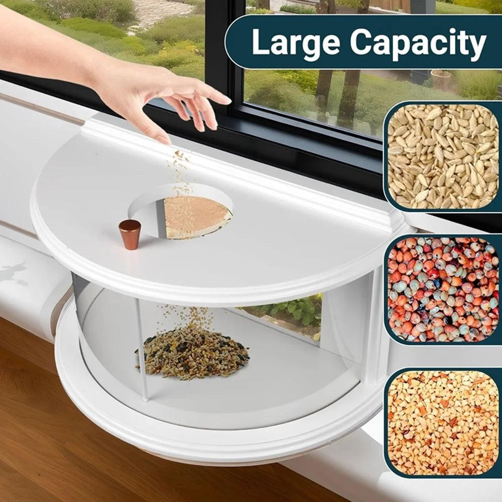 Window Bird Feeder - 180° Clear View Hanging Bird Feeding Tray for Easy Bird Watching & Outdoor Decor