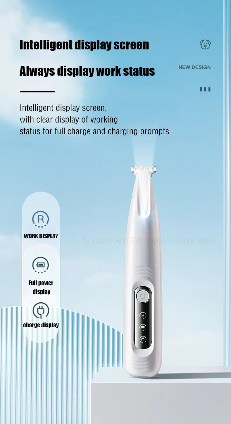 New Waterproof LED Dog Paw Trimmer – Pet Hair Clippers with LED Display & 18mm Wide Blade
