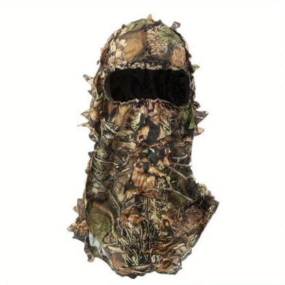 3D Camouflage Leafy Hat - Full Face Hunting Mask Headwear for Turkey Camo, Outdoor Hunting & Tactical Gear