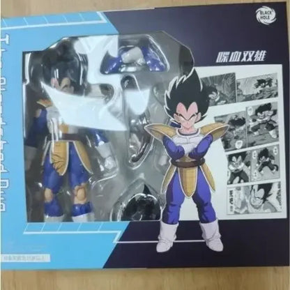 Black Hole Toys Dragon Ball SHF Action Figures — SSJ Super Saiyan Vegeta & Son Goku, Battle Suit & Battle Damage Model Toys