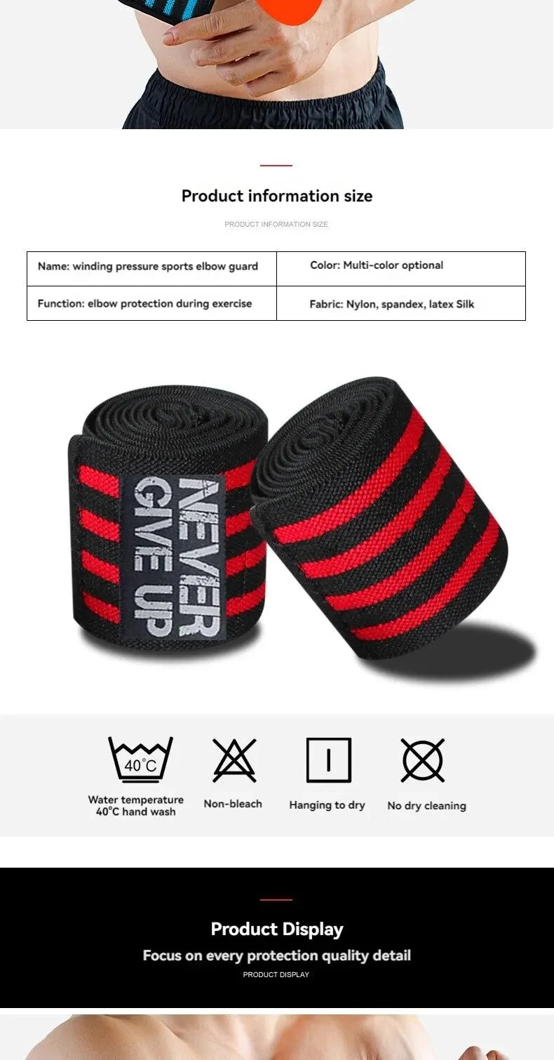Sports Elbow Guard - Winding Pressure Elbow Pad for Weightlifting & Bench Press - Protective Gear & Gym Equipment Booster