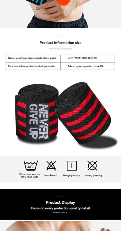 Sports Elbow Guard - Winding Pressure Elbow Pad for Weightlifting & Bench Press - Protective Gear & Gym Equipment Booster