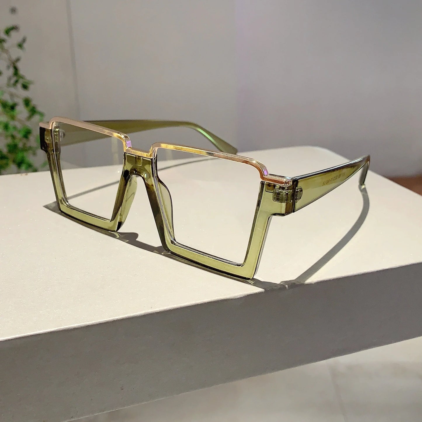 KAMMPT Oversized Square Glasses for Women – Stylish Semi-Metal Frame Eyeglasses, Vintage Design Blue Light Blocking Fashion Eyewear