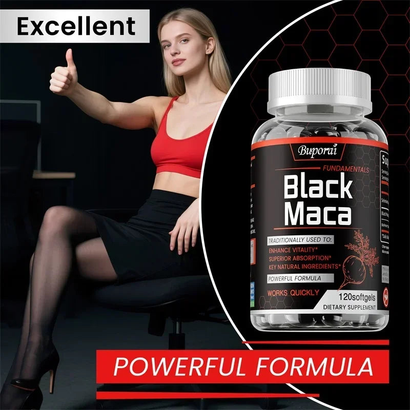 Black Maca Supplement – Natural Energizer for Performance, Energy, Endurance, Muscle Mass & Hormone Balance