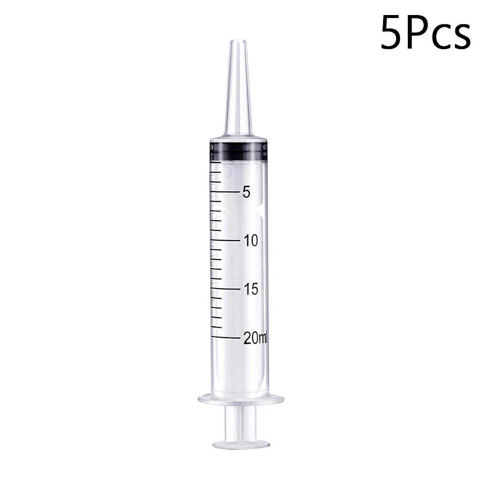 Reusable Plastic Measuring Syringe - 20ml and 60ml Needle-Free Liquid Dispenser for Hydroponics, Oils, Nutrients, and Pet Feeding